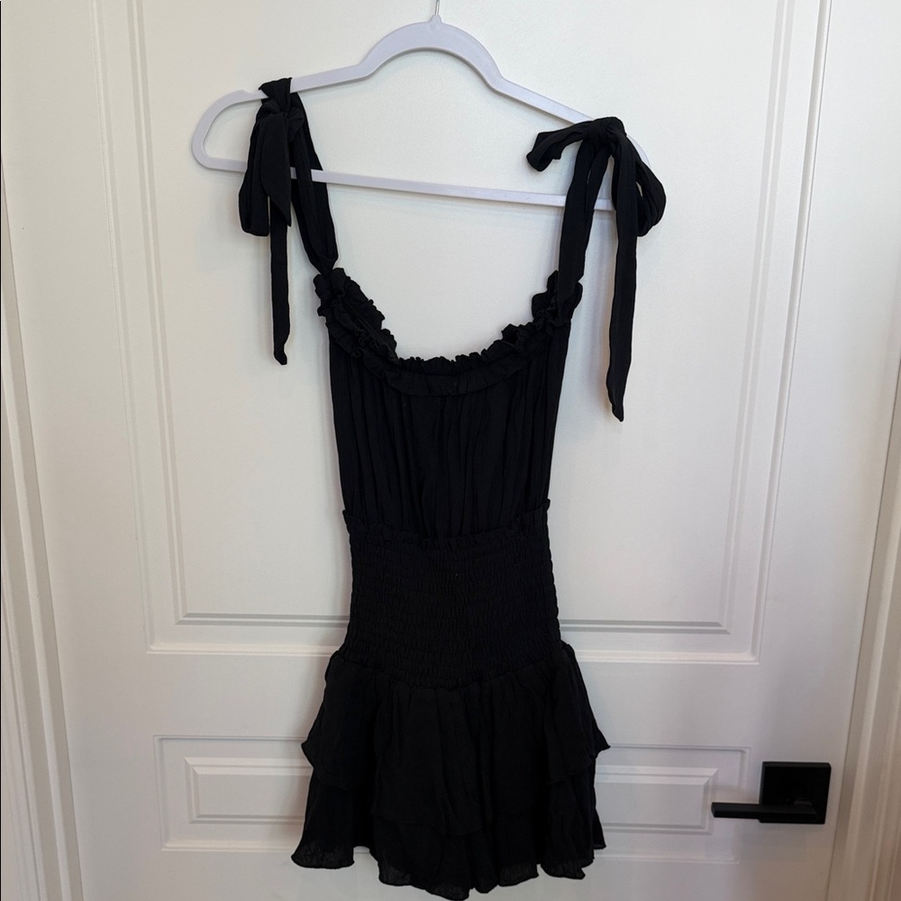 Olivaceous Black Ruffled Jumpsuit
